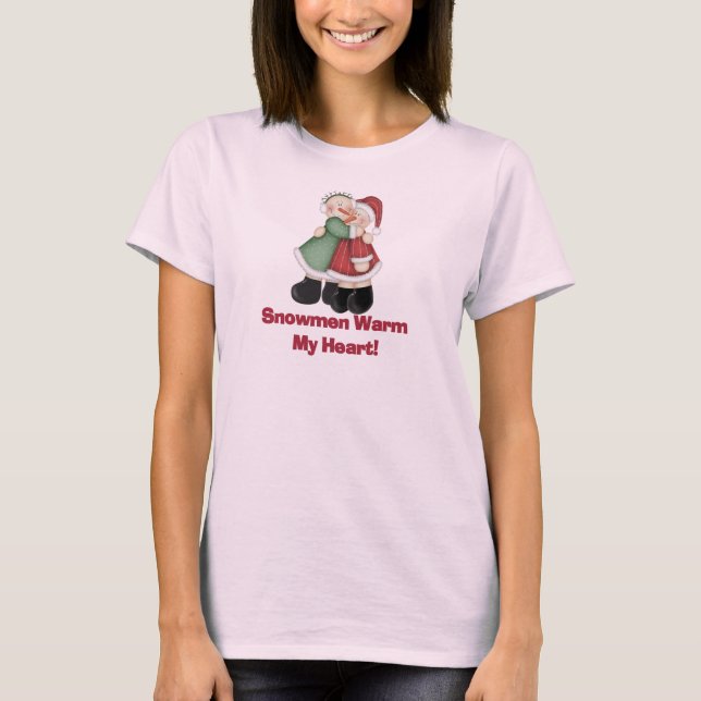 Snowmen Aquece Minhas camisetas e presentes (Frente)