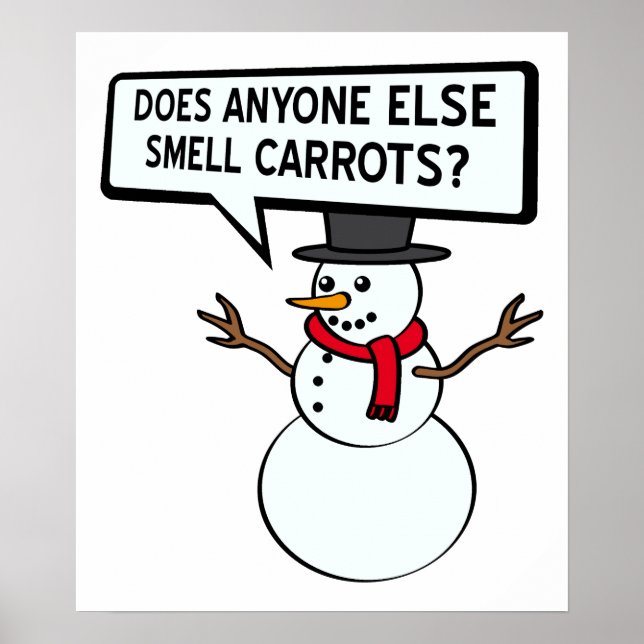 Snowmen Cheira Carrots Poster Engraçado (Frente)