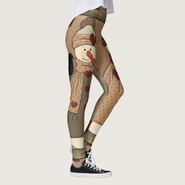 Snowmen de Natal Leggings divertidas de Natal (Direita)