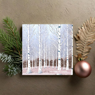 Snowy Birch Trees Christmas Dusty Blue ID1003