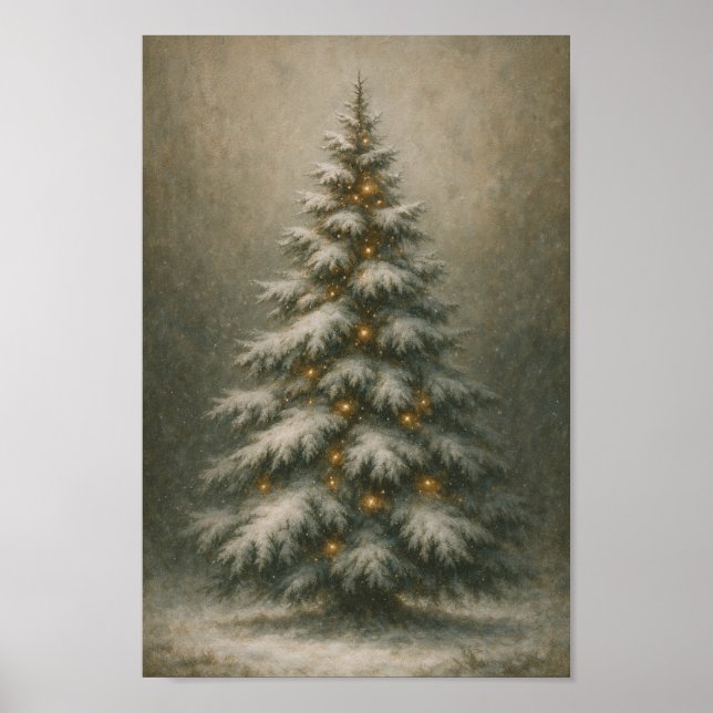 Snowy Christmas Tree  | Winter Home Decor Poster (Frente)