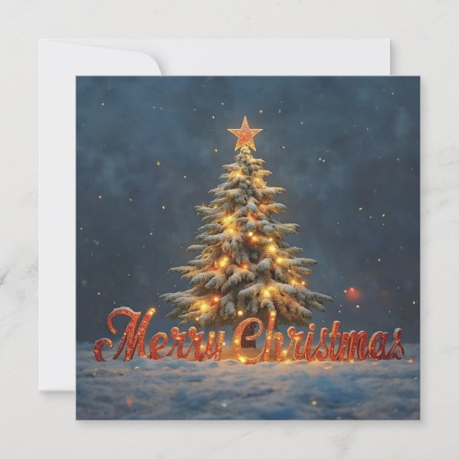 Snowy Christmas Tree with Warm Lights (Frente)