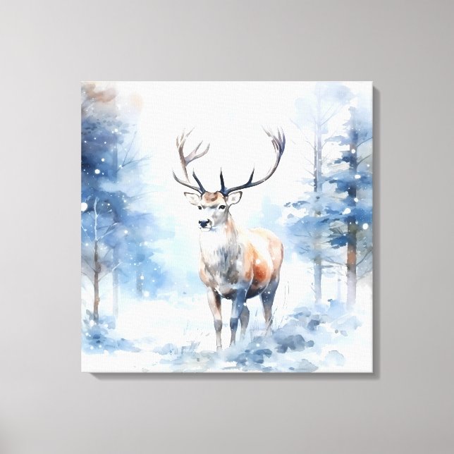 Snowy Deer Canvas Art (Frente)