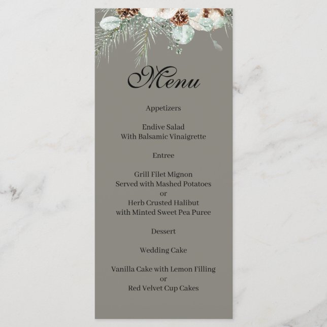 Snowy Greenery Menu (Frente)