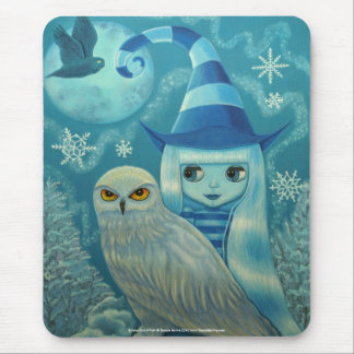 Snowy Owl Witch Mousepad