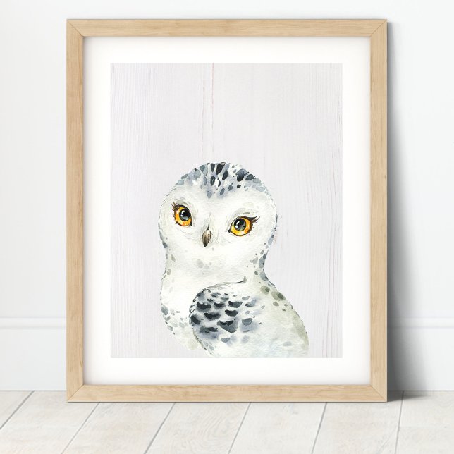 Snowy Owl Woodland Nursery Art Impressão (Criador carregado)