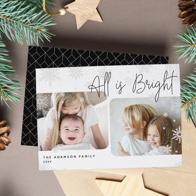 Snowy Script | 2 Cartão de Feriado Brilhante para  (Criador carregado)