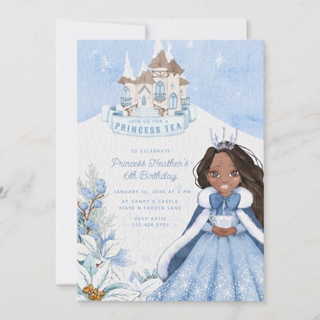 Snowy Winter Princess Tea Convite de festas (Frente)