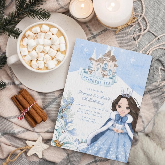 Snowy Winter Princess Tea Convite de festas (Criador carregado)