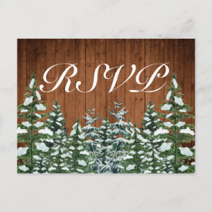 Snowy Wood & Forest Country Pine Convite RSVP