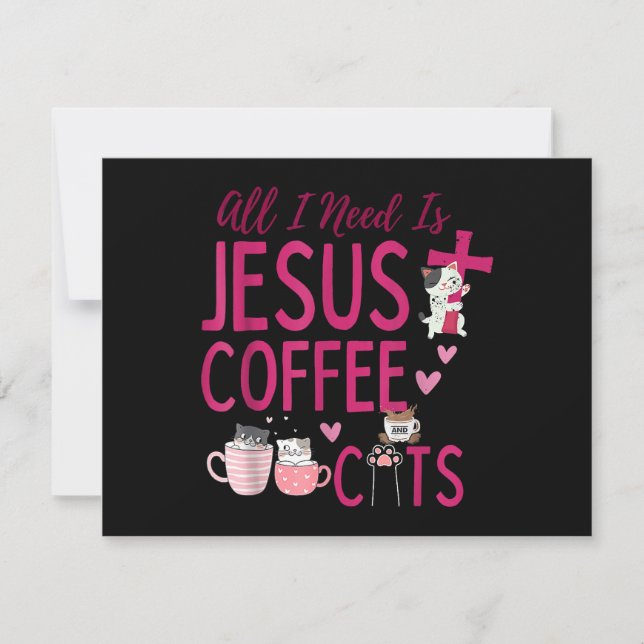 Só preciso de Jesus, Café e Gatos Cristão Fu (Frente)