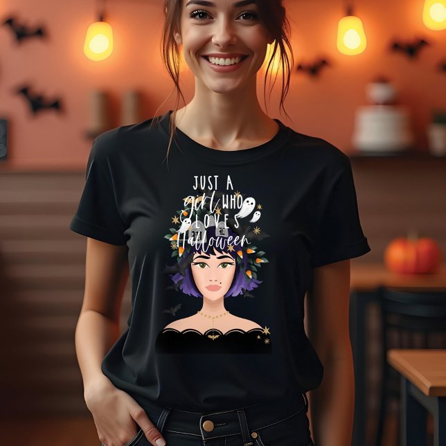 Só Uma Menina Que Adora A Bela Figurina De Hallowe (Just A Girl Who Love Halloween Costume Beauty Tri-Blend Shirt)