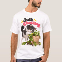 Só Verificando! Camiseta Divertida de Gato Smoking