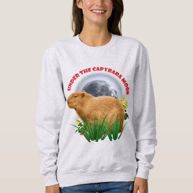 Sob a Lua do Capivara Camiseta Divertida de Capiva (Frente)
