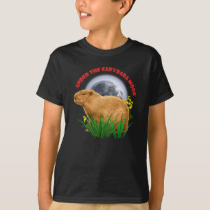 Sob a Lua do Capivara Camiseta Divertida de Capiva