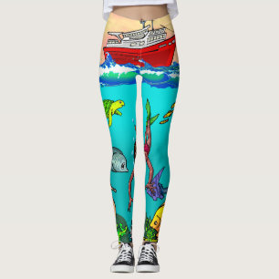 Sob As Leggings Personalizadas Do Mar