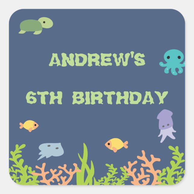 Sob o adesivo de Festa de aniversário do mar (Frente)