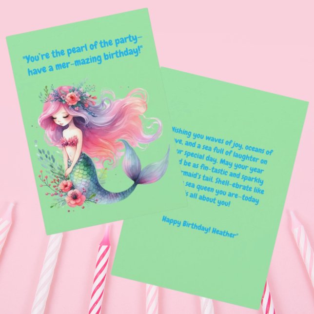 Sob o Cartão de Saudação de Aniversário da Sereia  (Criador carregado)