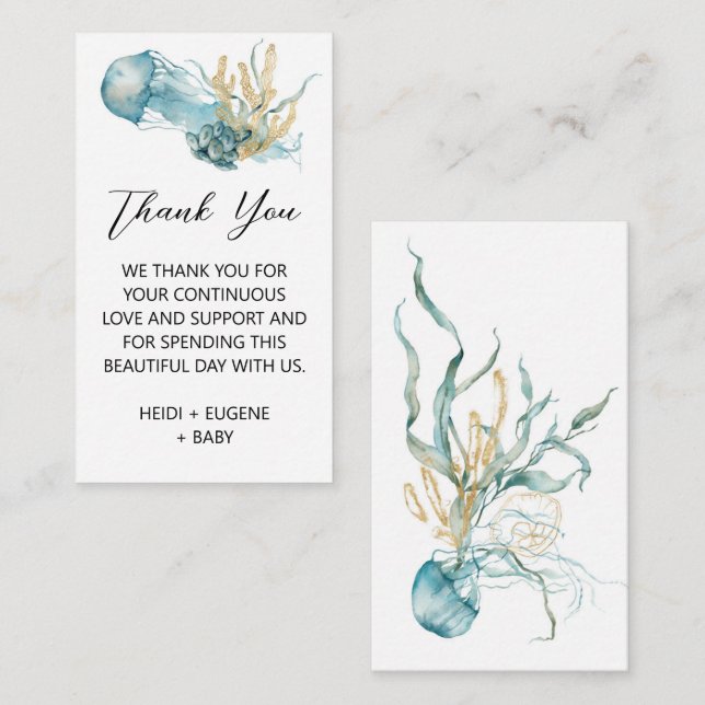 Sob o Cartões de agradecimentos de Chá de fraldas  (Frente/Verso)