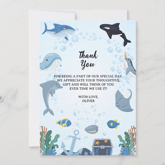 Sob o Cartões de agradecimentos Sea Birthday Invti (Frente)