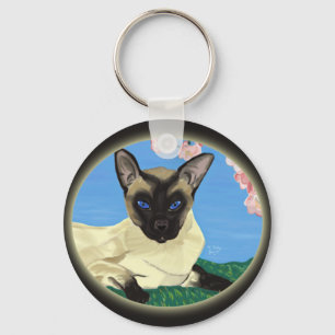 Sob o chaveiro das flores de cerejeira