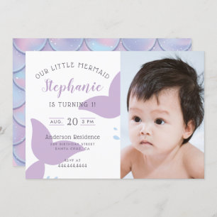 Sob o convite de aniversário da sereia do mar