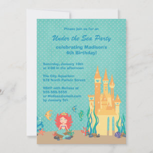 Sob o convite de aniversário da sereia marinha