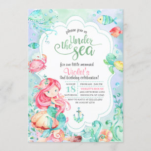 Sob o Convite de Aniversário da Sereia Marítima