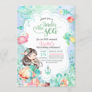 Sob o Convite de Aniversário da Sereia Marítima