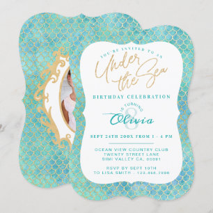Sob O Convite De Aniversário De Sereia