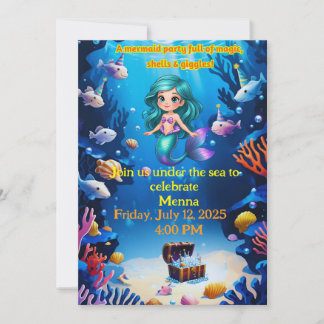 Sob o Convite de aniversário de sereia