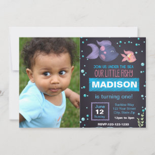 Sob o Convite de Aniversário do Mar com foto