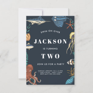 Sob O Convite De Aniversário Do Mar Para Crianças