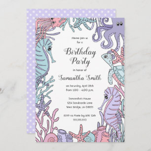 Sob o convite de aniversário do Pastel do mar