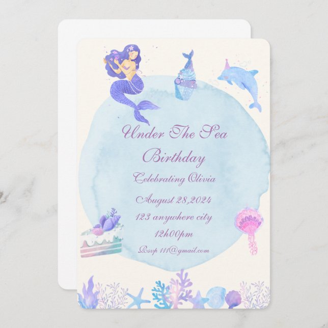 SOB O CONVITE DE ANIVERSÁRIO MARÍTIMO (Frente/Verso)