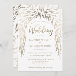 Sob o convite de casamento de Willows Faux Dourado