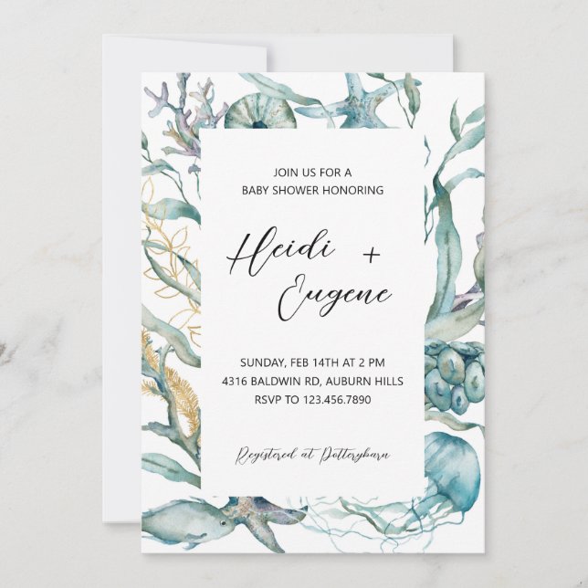 Sob o Convite para Chás de fraldas de águas-vivas (Frente)