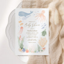 Sob o Convite para Chás de fraldas de Aquarelas do