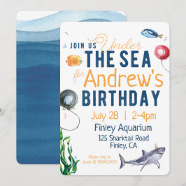 Sob O Convite Sea Watercolor Birthday