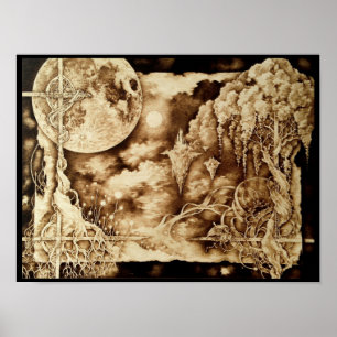 Sob o luar - poster da arte do Pyrography