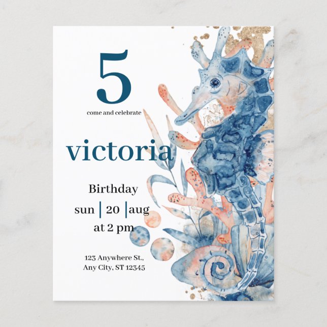 Sob o mar Blue Beach Whale babyShower (Frente)