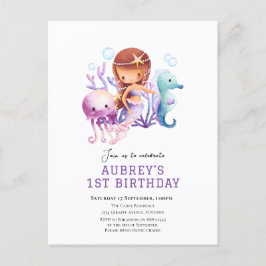 Sob o mar Convite de aniversário de Sereia