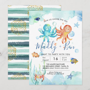 Sob o mar   Convite de festas da Piscina