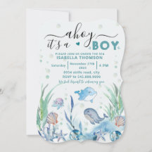 sob o mar convites para chás de bebês