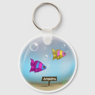 Sob o Mar - Design de Fish Bowl - Chaveiro