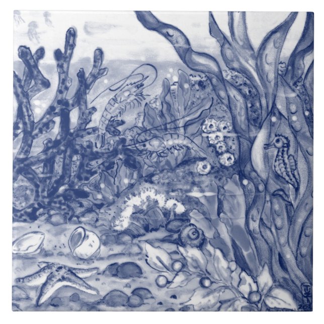 Sob O Mar Negro Do Oceano Azul Cena De Camarão Mur (Frente)