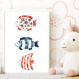 Sob o mar, Poster de peixe vermelho e azul