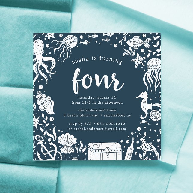 Sob o mar | Quarto Convite de aniversário (Criador carregado)