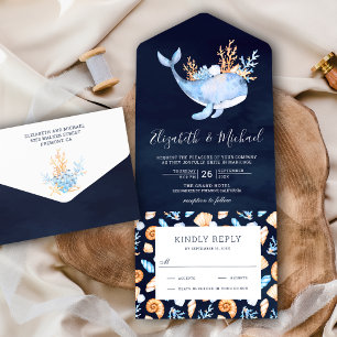 Sob o Marinho de baleia Casamento Náutico Azul