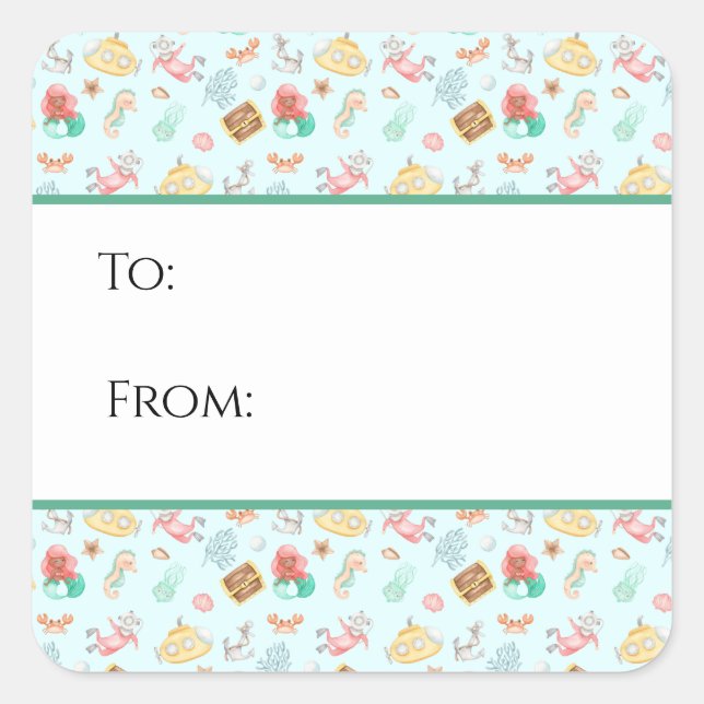 Sob O Vinheta De Etiqueta De Presente Marítimo (Frente)